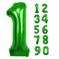 40 Inch Green Number 1 Balloon, Giant Large 1 Foil Balloon For Birthdays, Anniversaries, Graduations, 1St Birthday Decorations For Kids