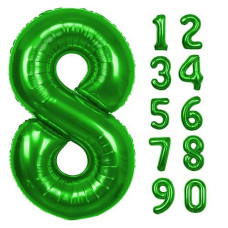 40 Inch Green Number 8 Balloon, Giant Large 8 Foil Balloon For Birthdays, Anniversaries, Graduations, 8Th Birthday Decorations For Kids