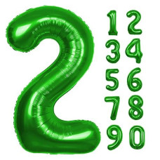 40 Inch Green Number 2 Balloon, Giant Large 2 Foil Balloon For Birthdays, Anniversaries, Graduations, 2Nd Birthday Decorations For Kids