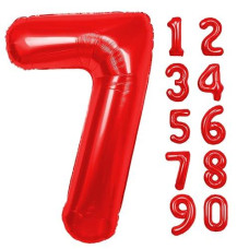 40 Inch Red Number 7 Balloon, Giant Large 7 Foil Balloon For Birthdays, Anniversaries, Graduations, 7Th Birthday Decorations For Kids