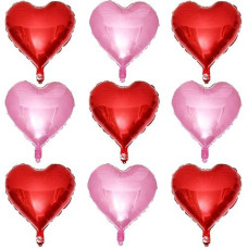 Red Heart Shaped Balloons Pack Of 10,18 Inch Love Valentine Balloons Pink Heart Romantic Balloons For Valentines Day Propose Marriage Wedding Bridal Shower Engagement Party Decorations