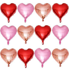 Red Heart Shaped Balloons Pack Of 12,18 Inch Love Valentine Balloons Heart Romantic Balloons For Valentines Day Propose Marriage Wedding Bridal Shower Engagement Party Decorations