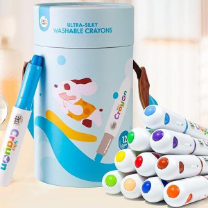 Jar Melo Jumbo Twistable Crayons For Toddlers, 12 Colors Ultra-Silky Washable Crayons With 108 Free Pdf Coloring Pages, Unbreakable And Easy To Hold, Safe Art Supplies For Kids Ages 1-2 2-4 4-8