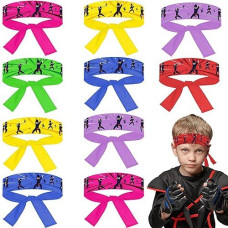 Zoiiwa Karate Headbands - 24Pcs Karate Themed Party Favors For Kids Boys Girls Birthday Party Supplies In 6 Vibrant Colors, Fabric, Adjustable Size, Great For Costumes, Decorations, And Gifts