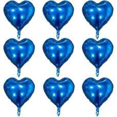 Blue Heart Shaped Balloons Pack Of 10,18 Inch Love Valentine Balloons Heart Romantic Balloons For Valentines Day Propose Marriage Wedding Bridal Shower Engagement Party Decorations