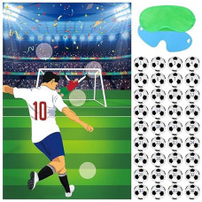 Hxezoc Pin The Soccer Ball On The Goal With 36 Pcs Soccer Ball Stickers Large Soccer Party Games Poster For Kids Soccer Birthday Party Classroom Carnival Party Supplies