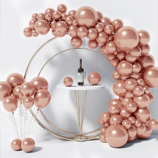 130Pcs Metallic Rose Gold Balloons Different Sizes 18" 12" 10" 5" Balloon Garland Arch Kit Perfect For Birthday, Graduation, Baby Shower, Wedding, Party Decoration (Metallic Rose Gold Balloons)