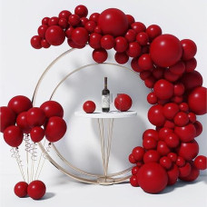 130Pcs Ruby Red Balloons Different Sizes 18" 12" 10" 5" Balloon Garland Arch Kit Perfect For Birthday Party, Graduation, Baby Shower, Wedding, Holiday Decoration And Anniversary (Ruby Red Balloons)