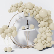 130Pcs White Sand Balloons Different Sizes 18" 12" 10" 5" Balloon Garland Arch Kit Perfect For Birthday Party, Graduation, Baby Shower, Wedding, Holiday Decoration Anniversary (White Sand Balloons)