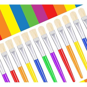 Joyooss Paint Brushes For Kids, 12 Pcs Round/Flat Large Kids Paint Brushes, Easy To Clean & Grip Washable No Shed Hog Bristle Toddler Paint Brushes Paintbrushes Kids For Watercolor, Acrylic, Gouache