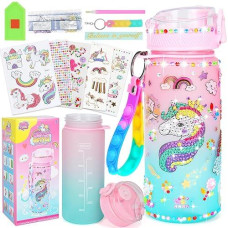 Decorate Your Own Water Bottle Kits For Girls Age 4-12, Unicorn Gem Girls Diamond Painting Crafts, Arts And Crafts Kits Toys Unicorn Gifts For 3-10 Year Old Girls Kids Birthday (Unicorn 600Ml)