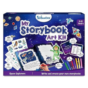 Skillmatics Storybook Art Kit - Space Explorers Art Kit For Kids, Write & Create Storybooks, Creative Activity For Boys & Girls, Diy Kit, 150+ Stickers, Gifts For Ages 5, 6, 7, 8, 9, 10