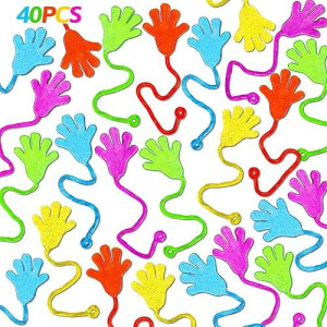 40Pcs Glitter Sticky Hands Party Favors For Kids Birthday Supplies Valentine Goodie Bag Stuffers Classroom Treasure Box Carnival Prizes Bulk Goody Treat Gift Trinkets Stuff Pinata Fillers Mini Toys