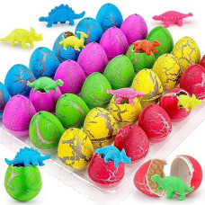 30Pcs Large Hatching Dinosaur Eggs For Dinosaur Birthday Party Favors For Kids 3-5 4-8 Goodie Bag Gift Stuffers Classroom Prizes Bulk Treat Stuff Novelty Grow In Water Dino Eggs With Toys Inside