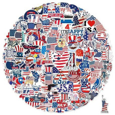 Xzentira, 100 Pcs 4Th Of July Stickers, Fourth Of July Stickers For 4Th Of July Decorations, Patriotic Stickers For Patriotic Decorations, Usa Waterproof Vinyl Stickers For Water Bottles