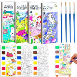 Yxotjhs Water Color Paint Sets For Kids, Paint With Water Books For Kids Ages 4-8, Pocket Watercolor Painting Book, Arts And Crafts Kit For Girls Boys（4Pack）