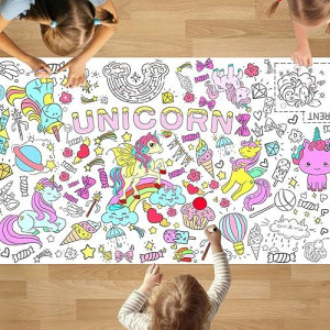 Padtic Giant Coloring Poster,35X72Inch Versatile Unicorn Activity Drawing Paper Coloring Tablecloth,Diy Unicorn,Rainbow Poster Table Cover Kids Art Crafts Coloring Mat,Home Classroom Party Suppiles