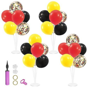 Zjdhpty Red Yellow And Black Balloon Stand Centerpiece Table Decorations For Mouse Birthday Mickey Theme Party Decorations(Red Yellow Black Set4)