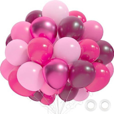 Oumuamua Pink Balloons Metallic Pink Balloon, 62Pcs Hot Pink Latex Balloons Magenta Balloons Light Pink Balloons For Women Girls Baby Shower Birthday Weeding Princess Party Decorations, 12 Inch