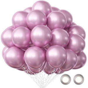 Oumuamua Metallic Pink Balloons Light Pink Balloon, 50Pcs Chrome Pastel Pink Latex Balloons Pearl Pink Balloons For Women Girls Baby Shower Birthday Anniversary Bachelorette Princess Party Decoration