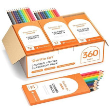 Shuttle Art 360 Pcs Colored Pencils Bulk, 12 Assorted Colors, Pack Of 30, Break-Resistant, Pre-Sharpened Colored Pencils For Kids, Bulk Pack School Supplies For Teachers & Students