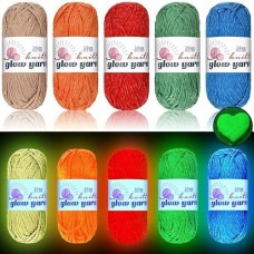 Willbond 5 Rolls Glow In The Dark Yarn Luminous Crochet Yarn For Crocheting Diy Knitting Glow Fingering Sewing Supplies For Arts Crafts Sewing Party Supplies, 54.7 Yd Per Roll (Multiple Colors)