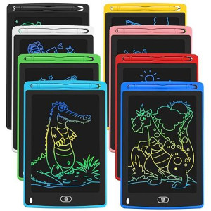 Tqu Lcd Writing Tablet For Kids, 8.5 Inch Colorful Doodle Board Drawing Tablet, Educational Learning Toys Birthday Gifts For Kids Age 3 4 5 6 7 8 (8 Pack)