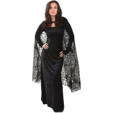 Underwraps Adults Costumes Sheer Spiderweb Cape Costume Outerwear Black Os