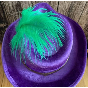 Amscan Purple Mardi Gras Pimp Fedora with Feather, 6"x14"