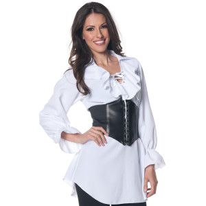 Underwraps Womens Pirate Laced Front Blouse White Small