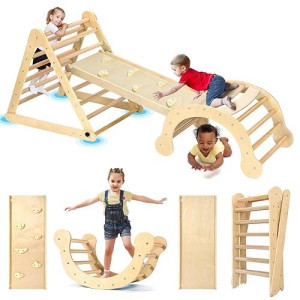 Yoleo Pikler Triangle Set, Fsc-Comply 7 In 1 Large Pikler Triangle Climbing Set With Various Combinations, Wooden Montessori Climbing Toys For Toddlers 1-3 Inside, Toddler Playground Indoor Jungle Gym