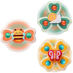 Tohibee 3Pcs Suction Cup Spinner Toys For 1 2 Year Old Boys Spinning Toys Baby Toys 12-18 Months Sensory Toys For Toddlers 1-3 First Birthday Baby Gifts For 1 Year Old Girls