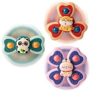 Tohibee 3Pcs Animal Suction Cup Spinner Toys For 1 2 Year Old Boys Spinning Toys Baby Toys 12-18 Months Sensory Toys For Toddlers 1-3 First Birthday Baby Gifts For 1 Year Old Girls