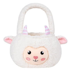 Sheep Easter Basket For Kids, Cute Plush Empty Bucket With Small Ears And Handle Egg Hunt Tote Candy Bag Basket For Boys Girlsteens Gift, Easter Decor White