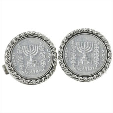 Israel Menorah Coin Cuff Links