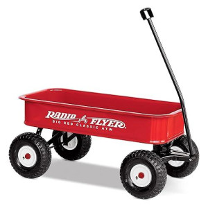 Radio Flyer Steel Wagon, Walking And Riding Cart For Kids Age 1 To 5, Big Red Classic