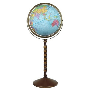 Treasury 12" Diameter Globe, Usa Cartography, Convertible To Desktop With Raised Mountain Relief And Sturdy Metal Base And Hand Turned Hard Wood Stand.This Economical 12” Floor Model Stands 32” High On A Durable Metal Base And Attractive Wooden Pedestal. 