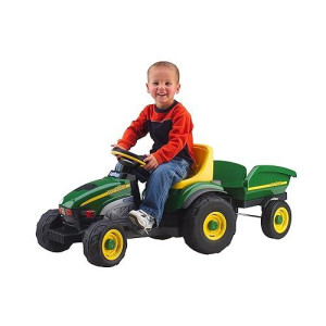 Peg Perego John Deere Farm Tractor And Trailer Pedal Tractor, Green