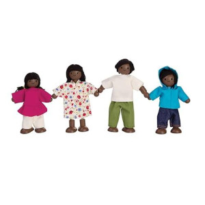 Plantoys Wooden Dollhouse Family- Mom, Dad, Son, And Daughter (7416) | Sustainably Made From Rubberwood And Non-Toxic Paints And Dyes