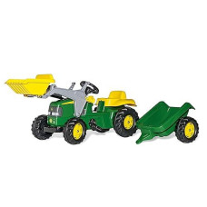 Rolly Toys John Deere Pedal Tractor With Working Front Loader And Detachable Trailer, Youth Ages 3+