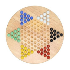 We Games Classic Wooden Chinese Checkers Set With Glass Marbles - 11.5 In