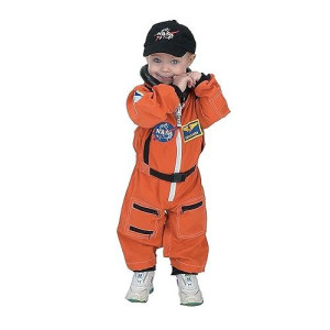 Jr. Astronaut Suit With Embroidered Cap, Size 2/3 (Orange)