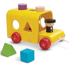 PlanToys Shape Sorting Pull Bus - Eco-Friendly Rubberwood