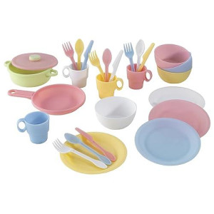 KidKraft 27-Piece Pastel Cookware Set for Play Kitchens