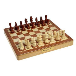 Merchant Ambassador: Kasparov International Master Chess Set, Strategy Game, Wooden Folding Chess Board With Magnetic Closure, Gold Finished Kasparov Nameplate