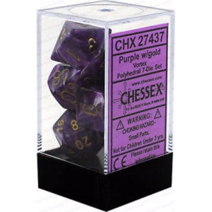 Chessex Vortex Purple/Gold Dice Set - Large 18mm-25