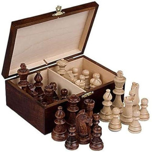 Staunton No. 6 Tournament Chess Pieces In Wooden Box For 2 Players, 3.9-Inch King