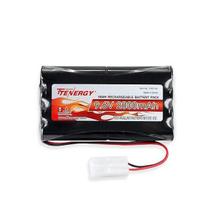 Tenergy 9.6V Flat Nimh Battery Packs For Rc Car, High Capacity 8-Cell 2000Mah Rechargeable Battery Pack, Replacement Hobby Battery Pack With Standard Tamiya Connectors