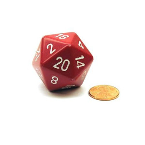 Jumbo D20 Counter - Opaque 34Mm Dice: Red With White