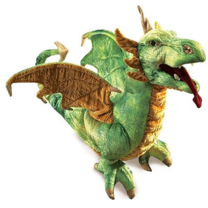 Folkmanis Wyvern Dragon Hand Puppet, Green, White